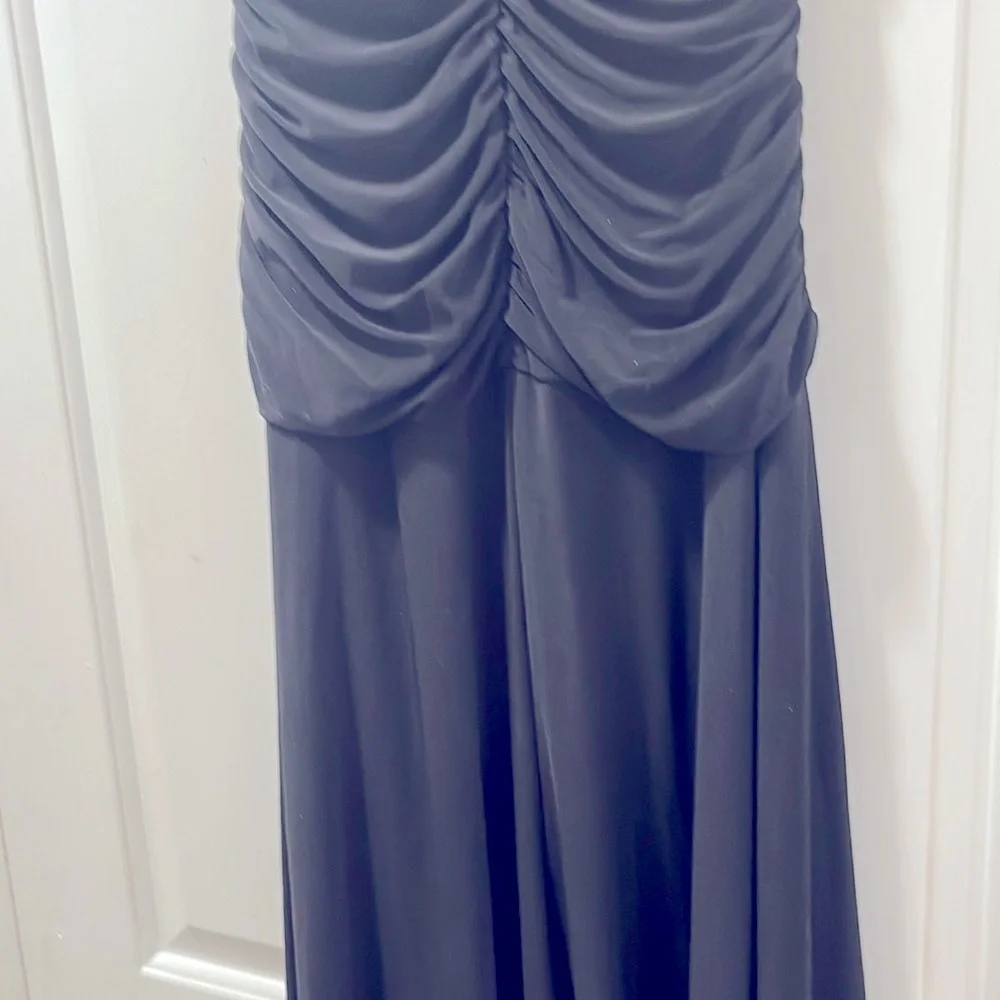 NW Nightway Black Pullover Ruched Front & Back Dress Size 10 Gown Evening Dressy